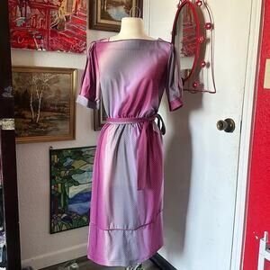 franky b purple gray polka dot maxi dress